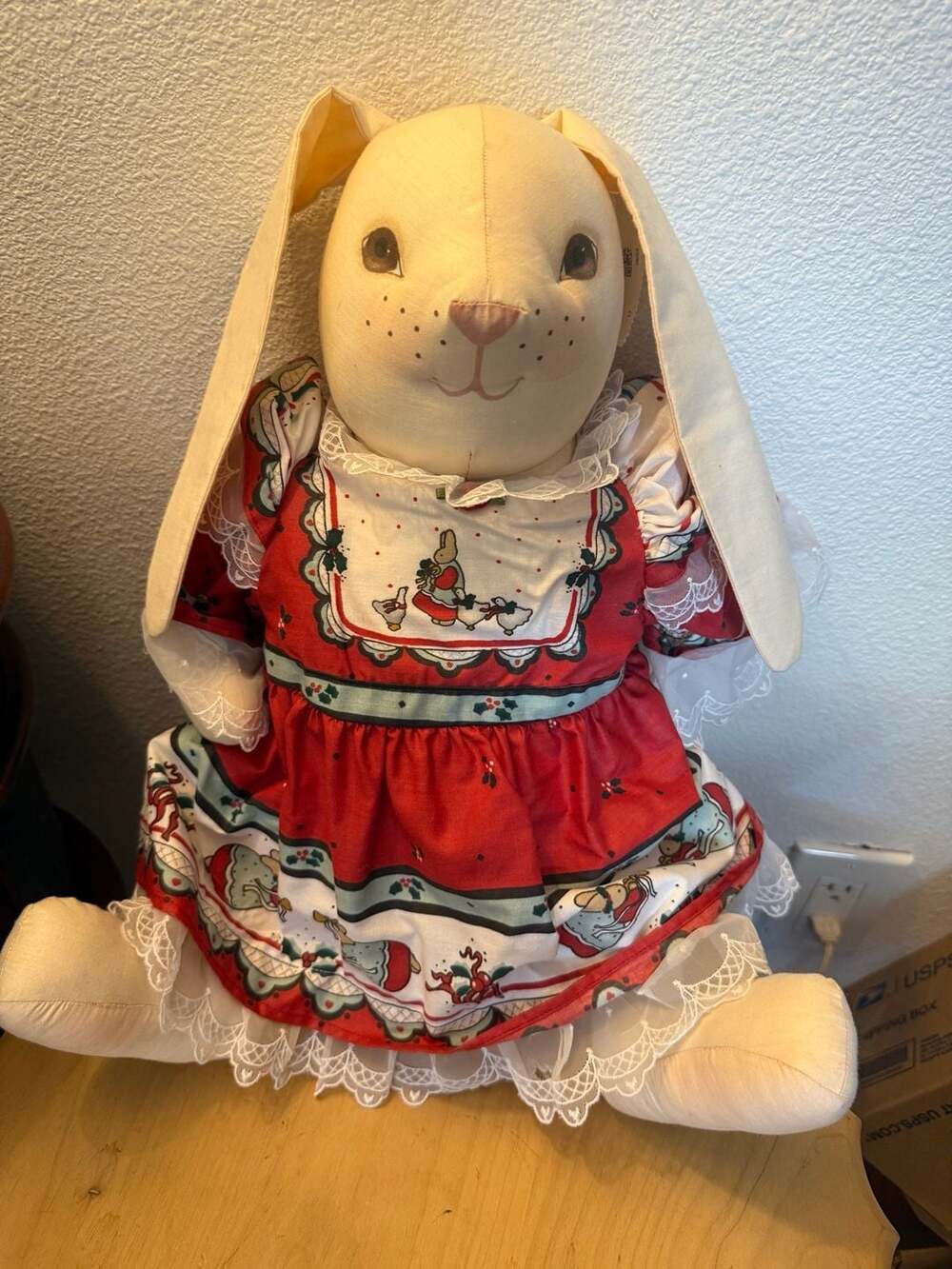 Daisy Kingdom Handmade Christmas Rabbit Plush Doll